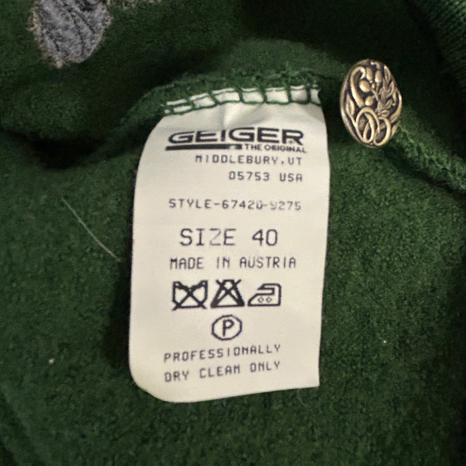 Geiger Green Boiled Wool Jacket Tyrolean Embroide… - image 4