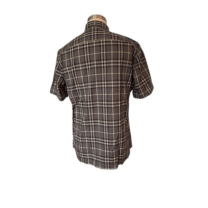 Burberry Men's SHEFFORD Gray Check Short Sleeve Shirt 8084691