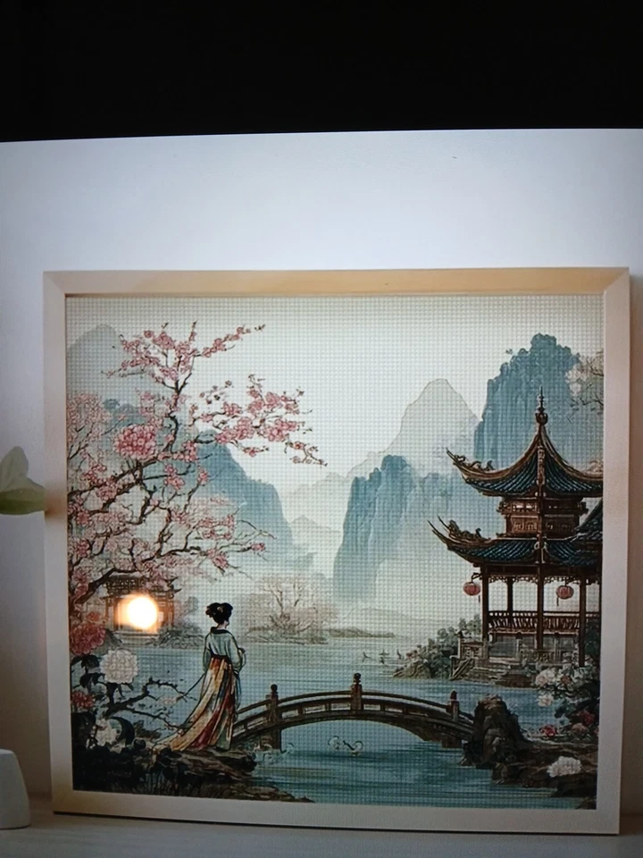 Punto de Cruz Estampado Paisaje Asiático 11ct 40x40cm 29 Colores Kit de Herramientas Bolsa de Proyecto Foto 2 de 4