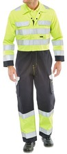 Beeswift Arc Compliant Hi-Vis Boilersuit Saturn Yellow / Navy Größe 50
