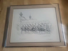 Signed Tony Oswald framed Lithograph Titled Out Of The Gate Churchill Downs