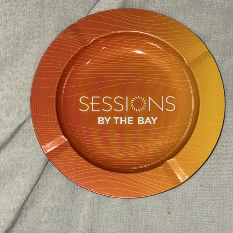 Sessions By The Bay Metal Orange Car Ashtray Collectible Vintage Retro Decor