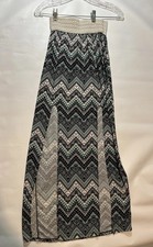 Vtg Boho Geometric Y2K Maxi Skirt Small Stretchy Crochet Waist Festival Coastal