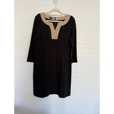 NWT Talbots Career Midi Sheath Dress 12 Black Tan Business Office Wear Academia