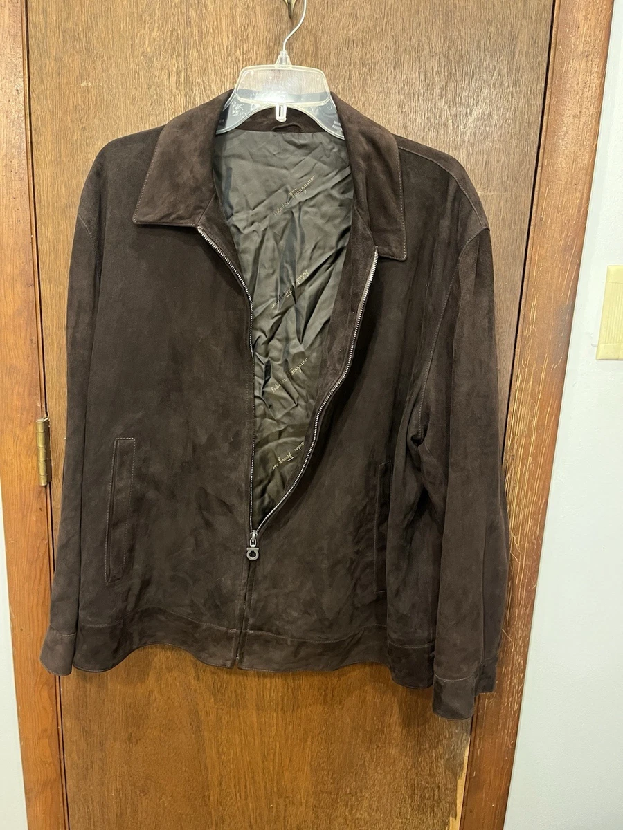 Salvatore Ferragamo Leather Outer Shell Brown Coats, Jackets