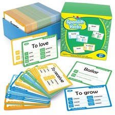 Spanish Flash Cards for Kids, 280 Spanish Verb Conjugation Book Flashcards, L...