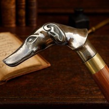 Victorian Style Brass Dog Head Walking Stick Cane Rosewood Gentleman Cane Gift