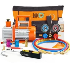 3.6CFM 1/4HP AC Vacuum Pump and Manifold Gauge Set for R134a R12 R410a HVAC Air