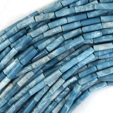 13mm blue larimar quartz tube beads 15" strand