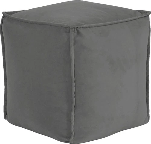 Plush Bella Pewter Square Pouf Ottoman - Picture 2 of 2