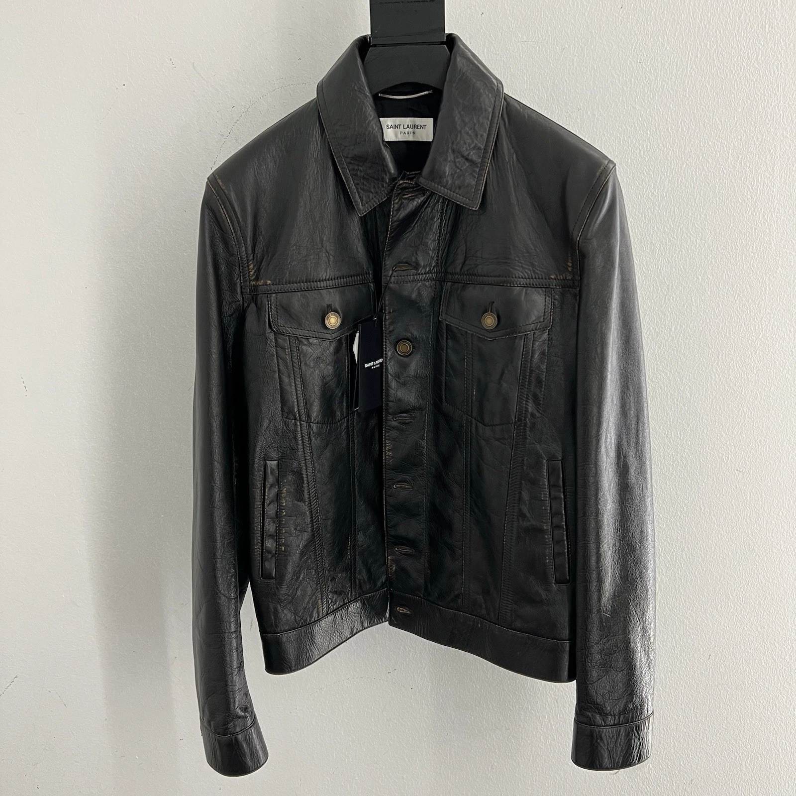 Saint Laurent — Saint Laurent Vitage Leather Trucker Jacket In Large And XL