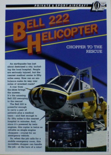 Bell Helicopter Picture Pamphlet Info Spec Sheet Wall Art Out of Print 