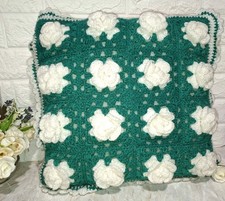 VINTAGE CUSCINO IN LANA FATTO A MANO CM 43X43 ARREDO CASA 