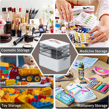 4-Tier XL Medicine Organizer with Leather Handle - Portable Pill Case Empty...