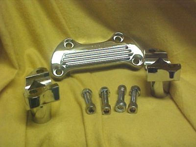 Harley, FX 74-94, chrome Handle bar riser kit , top clamp, bolts, stock height