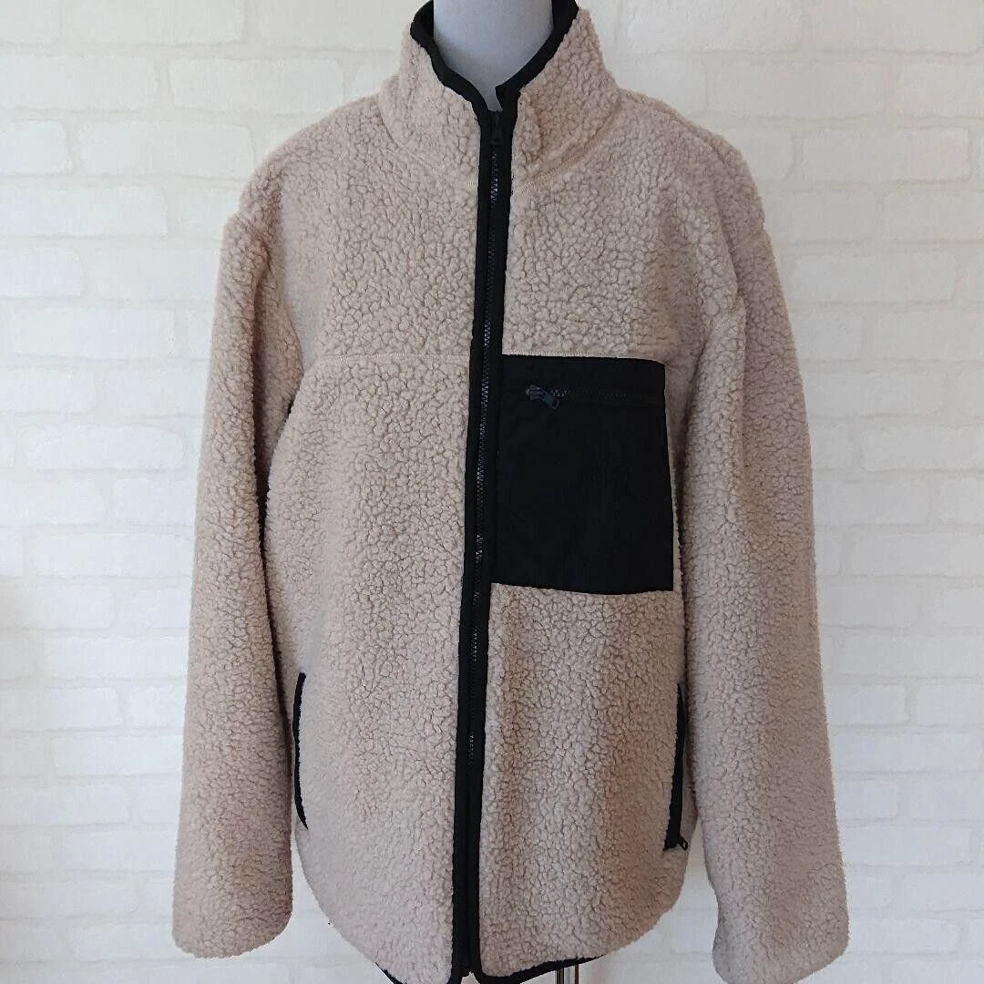 Stussy Graffiti Sherpa Boa Jacket Beige size L