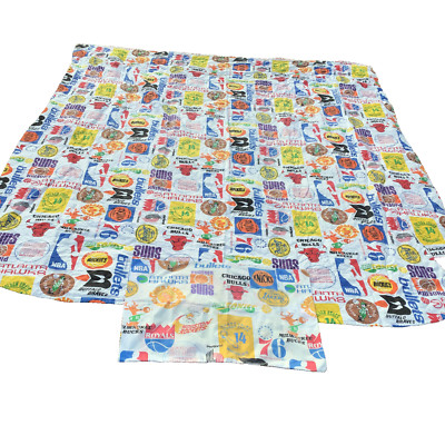 Vintage NBA Bed Sheet and Pillowcase 70's Basketball Team Sears Lakers Bulls