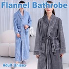 Luxury Fleece Dressing Gown Long Bath Robe Unisex Soft Warm Flannel Sleepwear AU