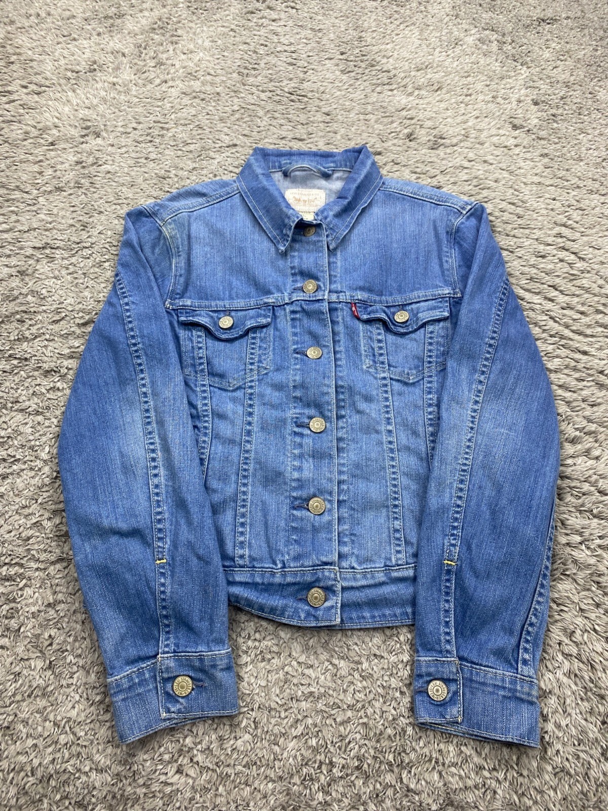 Levis Trucker Jacket Women XS Original Cropped Western 90s Y2K Denim Coat 40117