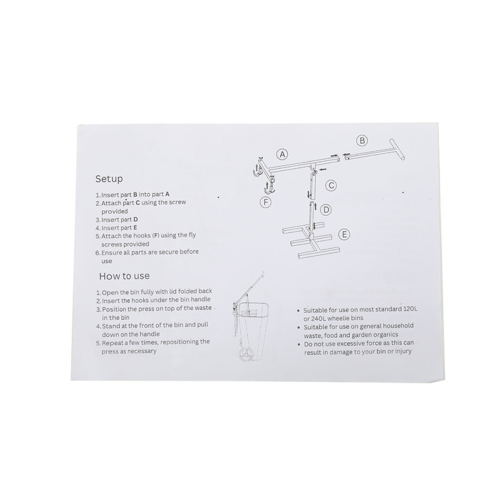 Iron Manual Trash Compactor Waste Garbage Can Compaction Tool for Wheelie Bin