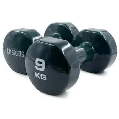 C.P. SPORTS ❌NEU 2 x 9 kg Gymnastik Vinyl Kurzhanteln - Fitness - Sport Hantel - Physio❌