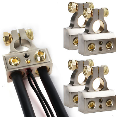 4/2/1 x Car Battery Terminal Clamp Post 1/0 2 4 8 GA AWG Gauge Positive Negative