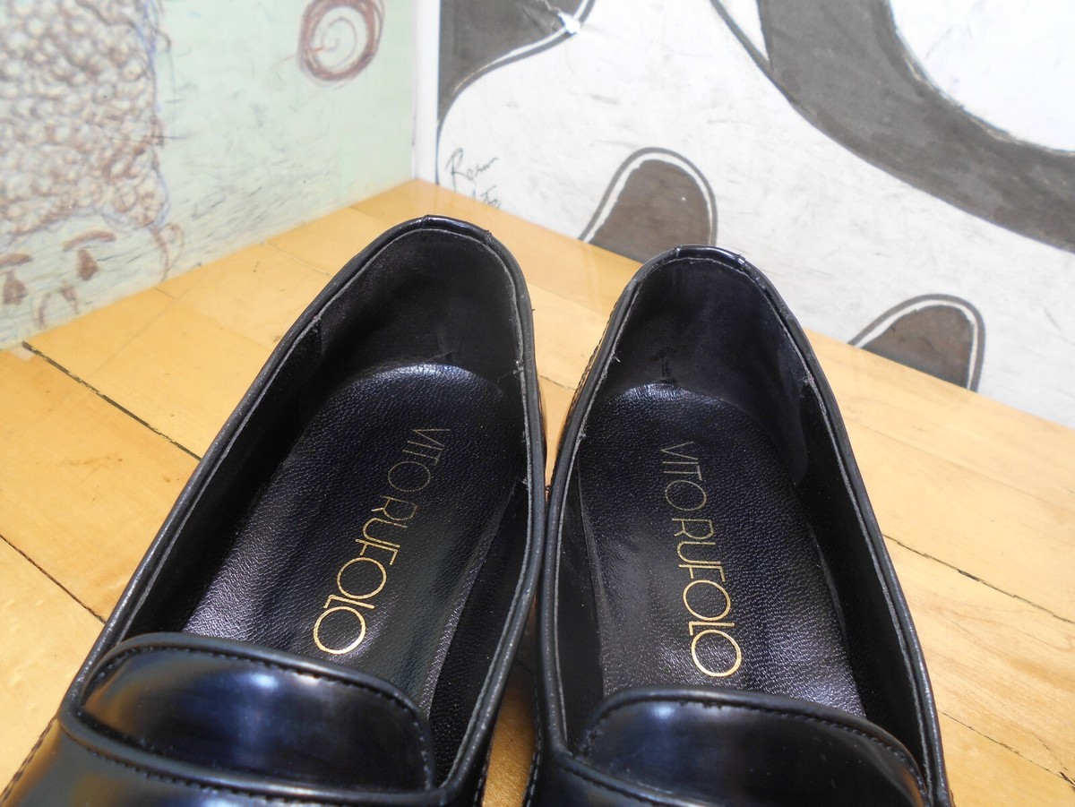 Vito Rufolo Black Loafers Italian Leather Tassled Slip On Mens size 11.5 VITO RUFOLO Black Leather Dress Shoes Loafers Tassels Slip  main image 3