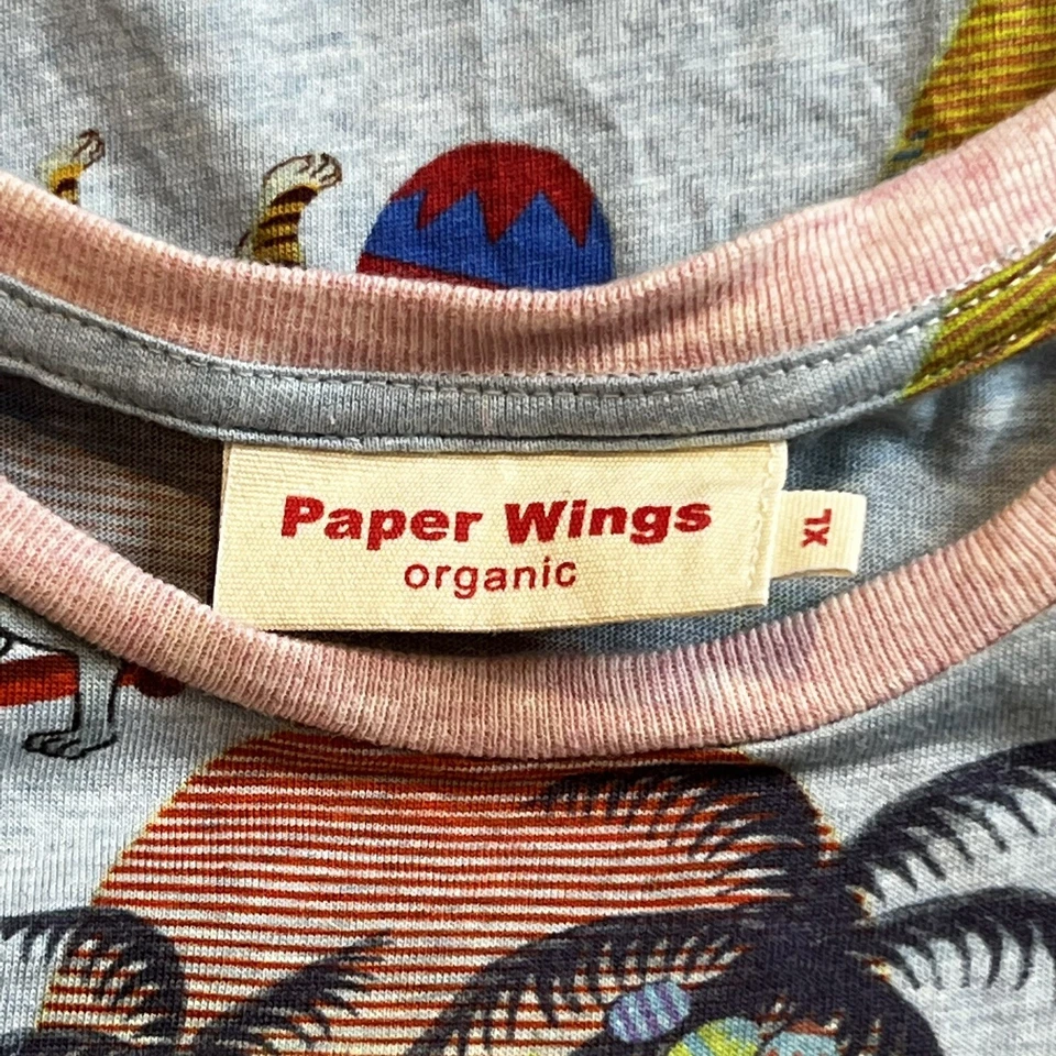 Vestido Alas de Papel Niñas XL Manga Larga Organi Algodón Conejito Tigre Estampado Palmera Foto 4 de 4