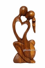 12" Abstract Wooden Sculpture Statue Hand Carved "Endless Love" Gift Art Decor