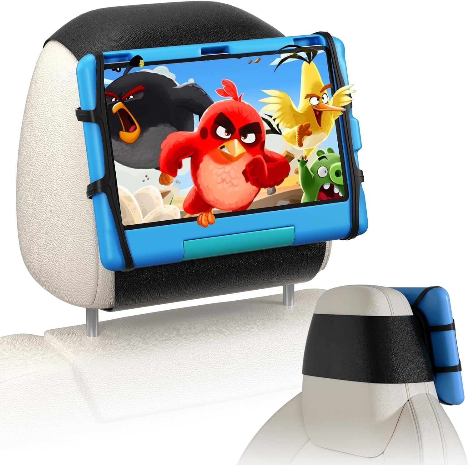 Car Headrest Tablet Holder – Secure Fit for 7-12.9 Inch Tablets, Black-image