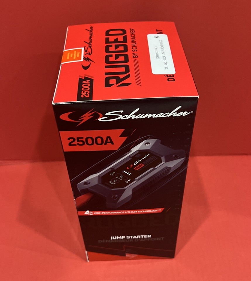 NIB Schumacher SL1596 "RUGGED" 2500A Lithium Jump Starter & Portable