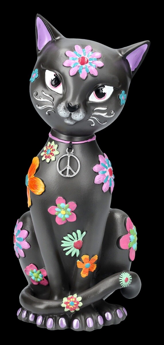 Cat Figure - Hippy Kitty - Animal Decoration Fantasy 26Cm Cat Kitten Figure