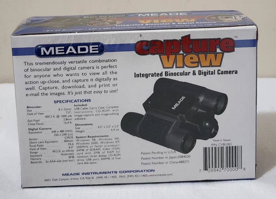 Meade CaptureView 8x22 Digital Camera Binocular,New, Sealed Box,MSRP: $79 - Image 4 of 4