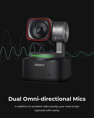 OBSBOT Tiny 2 AI-Powered PTZ 4K Webcam Voice Control 60FPS With Smart Remote - Afbeelding 9 van 10