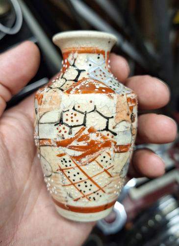 Satsuma Pottery Miniature Vase Small 3.625" Tall Japanese Japan VTG Hand Painted - Picture 7 of 24