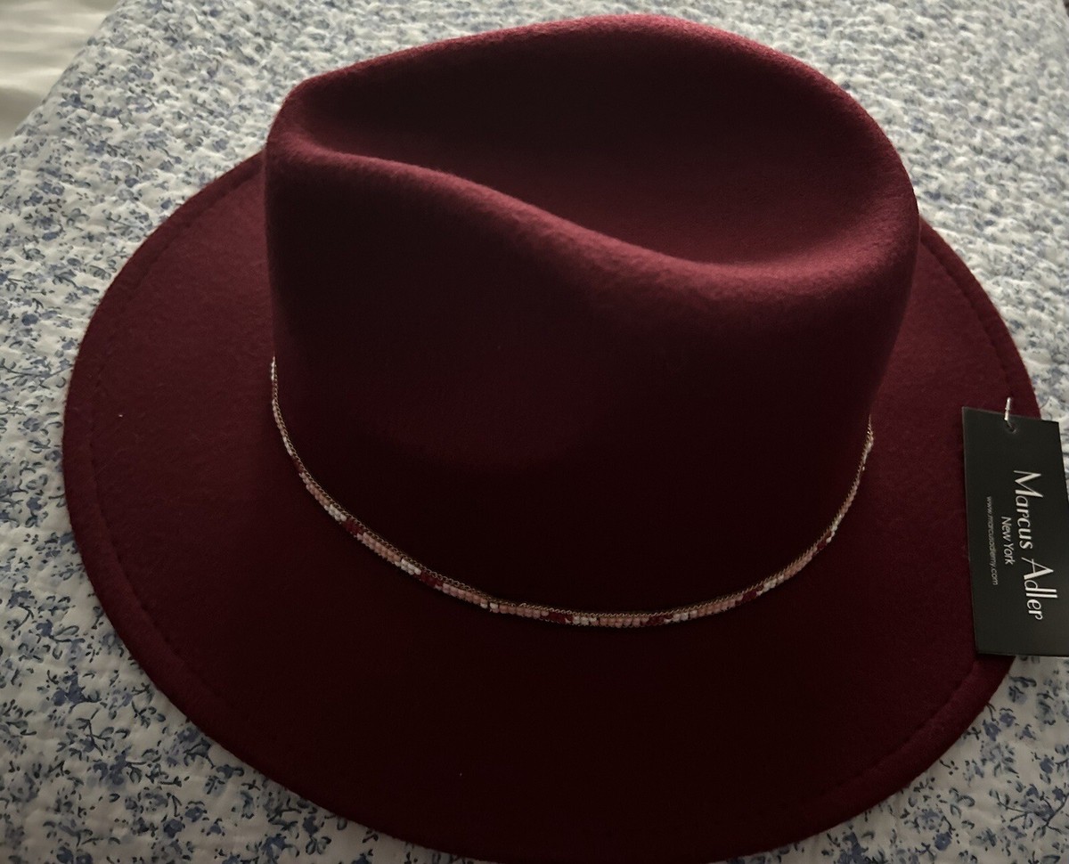 NEW Marcus Adler burgundy felt with gold ribbon chain dented fedora hat Scarf Band Burgundy Rancher Hat – Animo Hat & Apparel main image 2