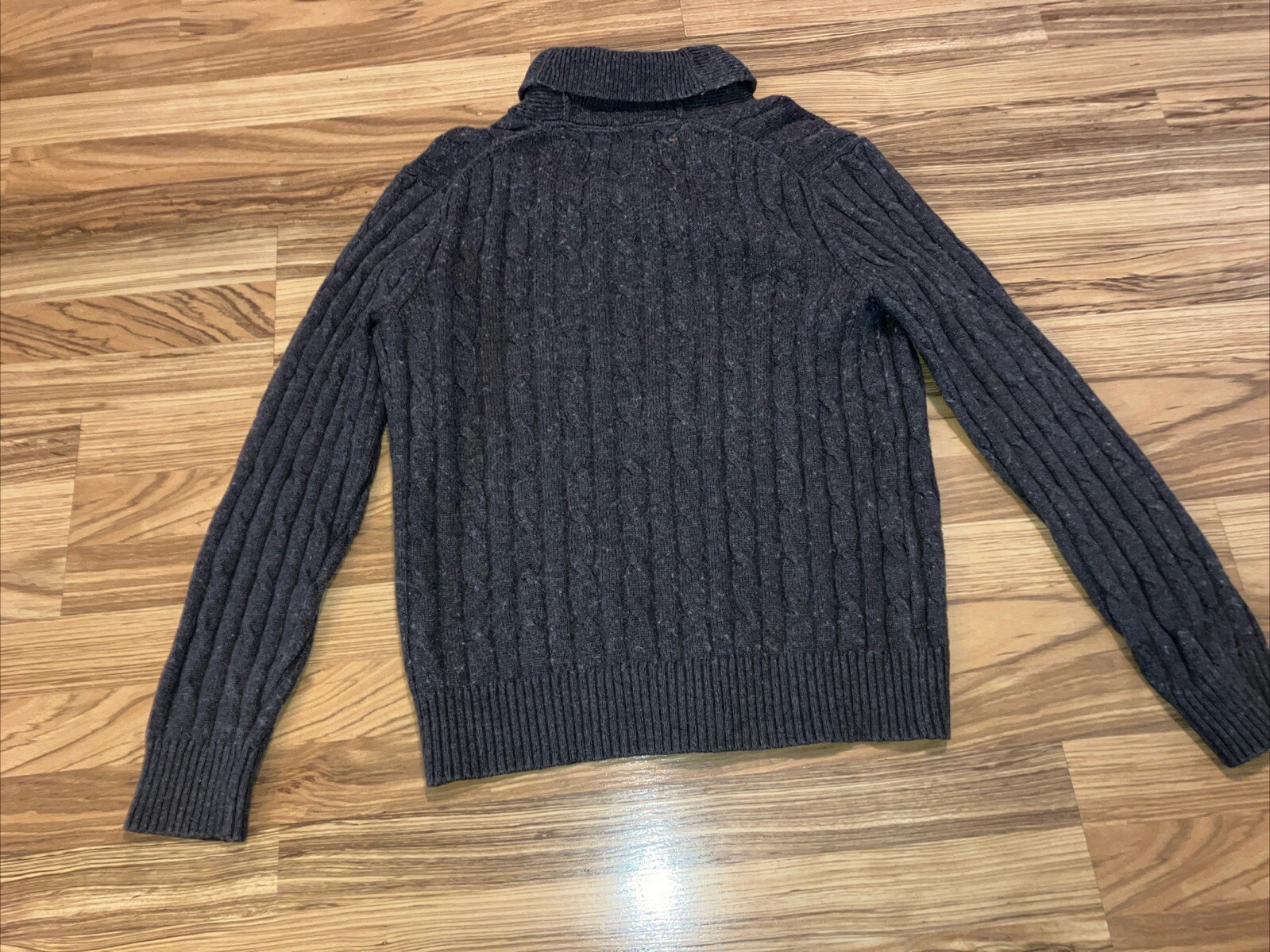 Tommy Hilfiger Wool Blend Cable Knit Tennis Sweater Size L Gray thumbnail 4