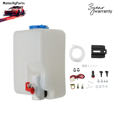 Windshield Washer Bottle Universal Tank Pump Wiper System Reservoir Kit 12V UTV