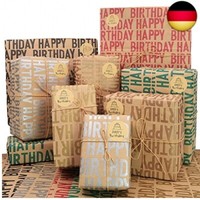 Kraft Geschenkpapier Geburtstag, Recycling-Geschenkpapier, 12 Blatt 70 * 50 Cm