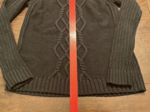 Athleta Black Long Sleeve Knitted Threaded Designed Hoodie Sweater Womens Sz Lg - Picture 5 of 8