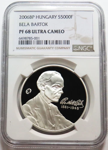 2006 BP SILVER HUNGARY 5000 FORINT BELA BARTOK NGC PF 68 ULTRA CAMEO