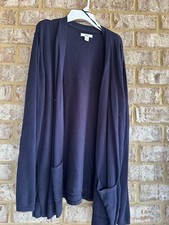 Croft  Barrow Sweater Women's Sz L Classic Navy Open Front Cardigan w Pockets