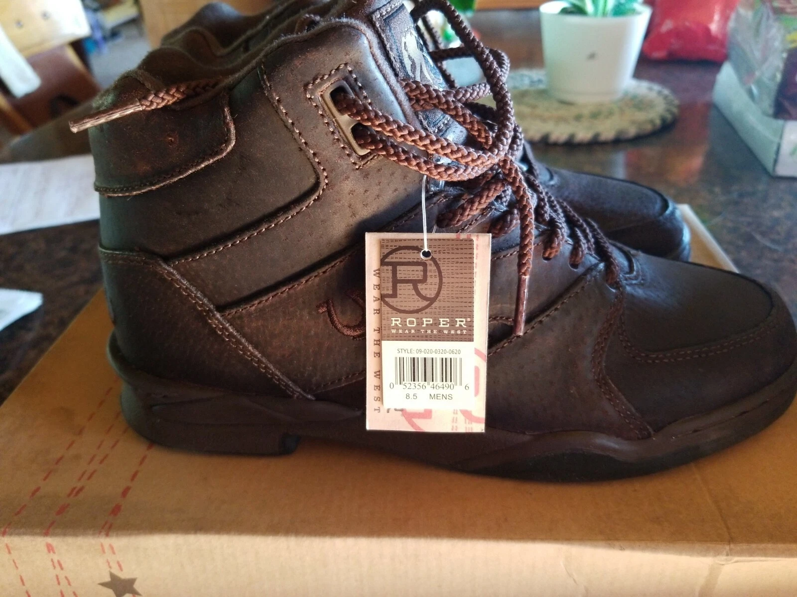 Roper Western Boots Mens Hiking Suede Lace Tan 09-020-0320-0620 TA size 9 NIB