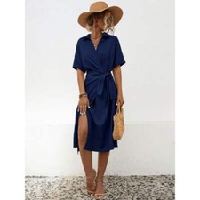 Tied Slit Short Sleeve Dress