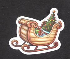 Sleigh With Presents  Tree Christmas Sticker 2.25" x 2.75" AT 