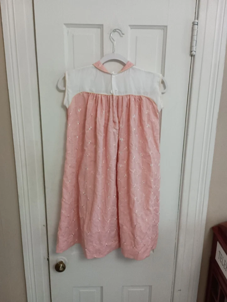 Vestido Estilo Vintage Retro Años 80 Niñas Escuela Niña 7/8 Rosa Bordado C9 Foto 3 de 4