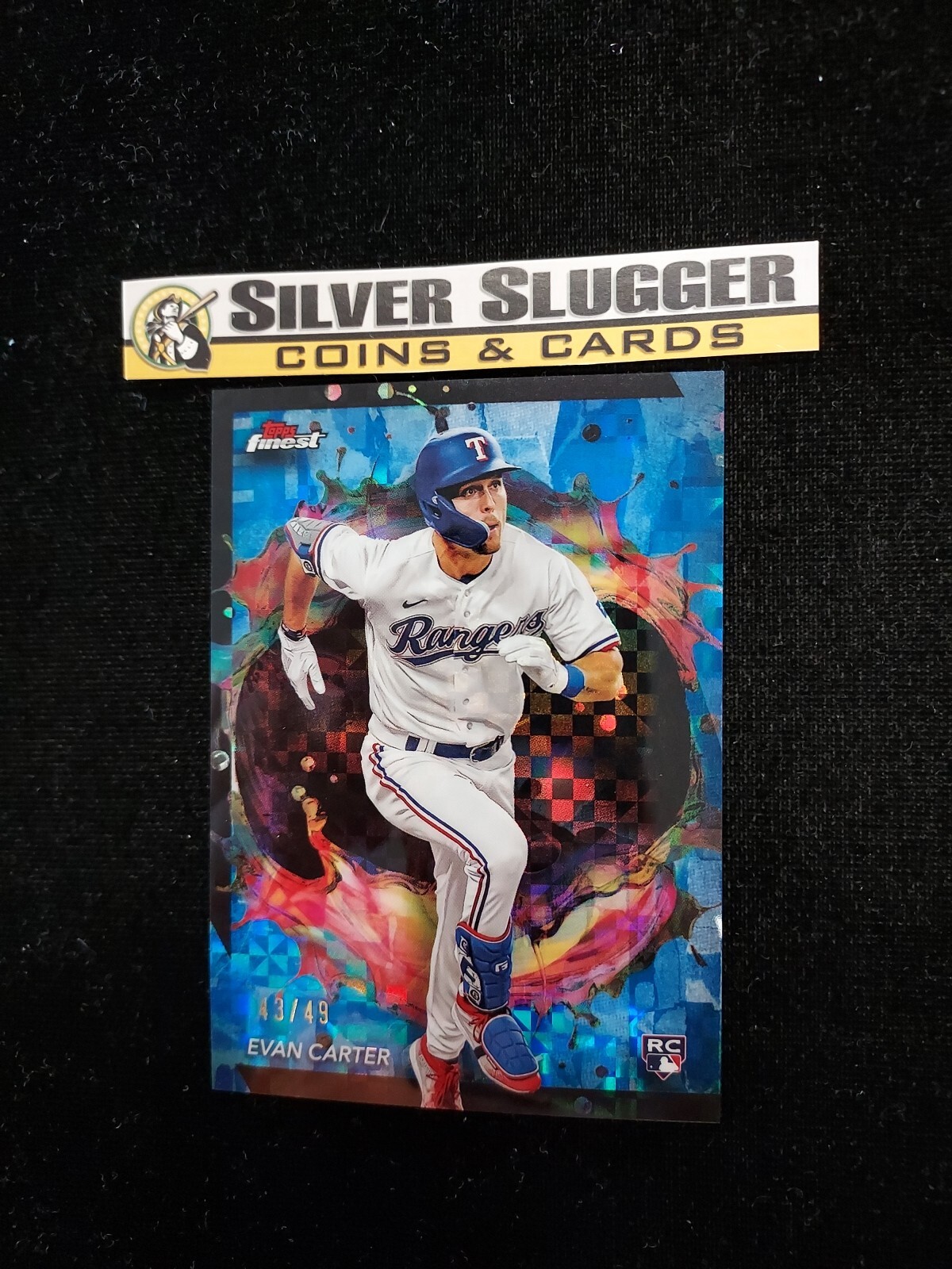 2024 Evan Carter Topps Finest Rare Blue Checkerboard /49 #290 RC Color Match