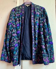 Elegant *east* Embroidered 100% Silk Floral Jacket S/m