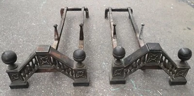 Paire de chenets Bronze Époque fin XVIIIème Ponte Rialto de Venise - Photo 1/4