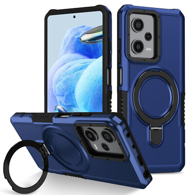 For Redmi Note 13 Poco X5Pro Lens Cover Anti Scratch Magnetic Ring Stand Case 